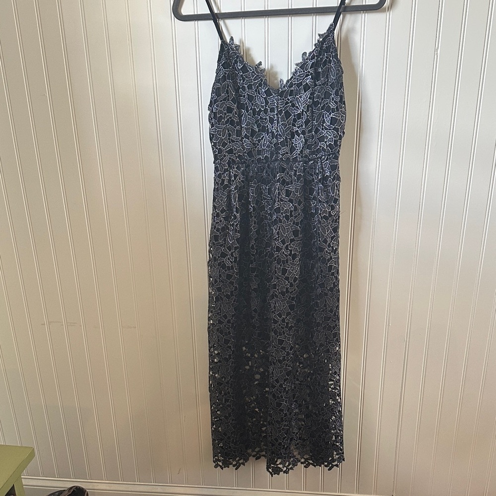 Astr Black Lace Midi Dress